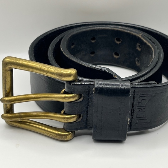Honest by Brighton 61603 Matte Black Leather Work Belt w/Brass Buckle | Size 34 - Picture 1 of 2